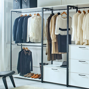 English Elm Fiona White Freestanding Walk-In Wood Closet System with Metal Frame — Deep, Eco E0, Water & Scratch Resistant B040S00053