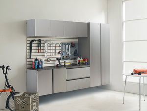 English Elm Nova Metallic Grey Garage Cabinet Set B (6-Piece) 96"W x72"H x20"D Wall-Mounted Deep Storage, Eco-Friendly B040S00065