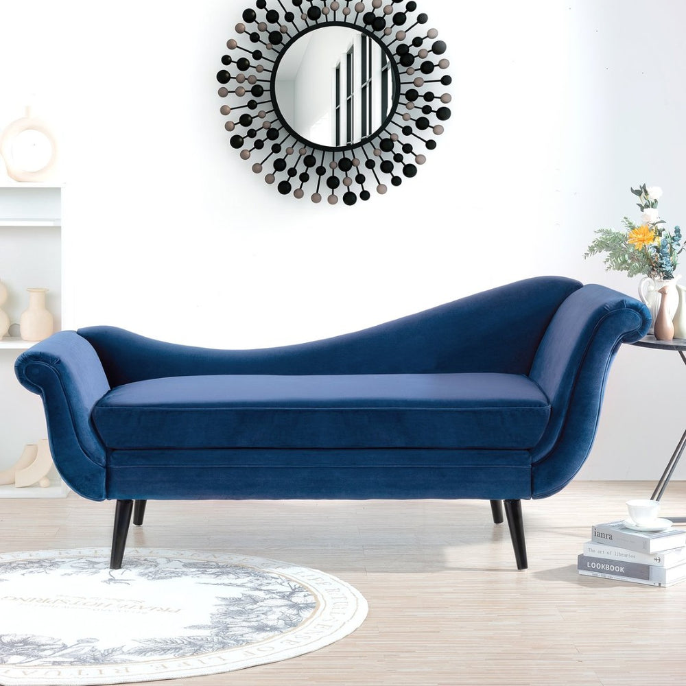 English Elm Chaise Lounge Scroll Arm Birch Leg Parlor Style Reading Chair for Bedroom W68034301