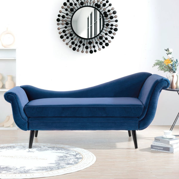 English Elm Chaise Lounge Scroll Arm Birch Leg Parlor Style Reading Chair for Bedroom W68034301