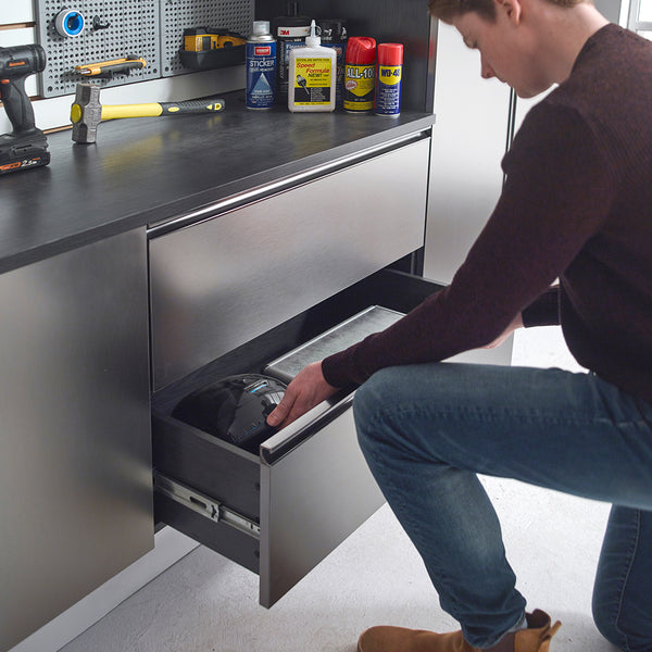 English Elm Nova Series Wall-Mounted Garage Cabinet In Metallic Gray - Modern Design, Deep Storage & Durable Finish B040103024