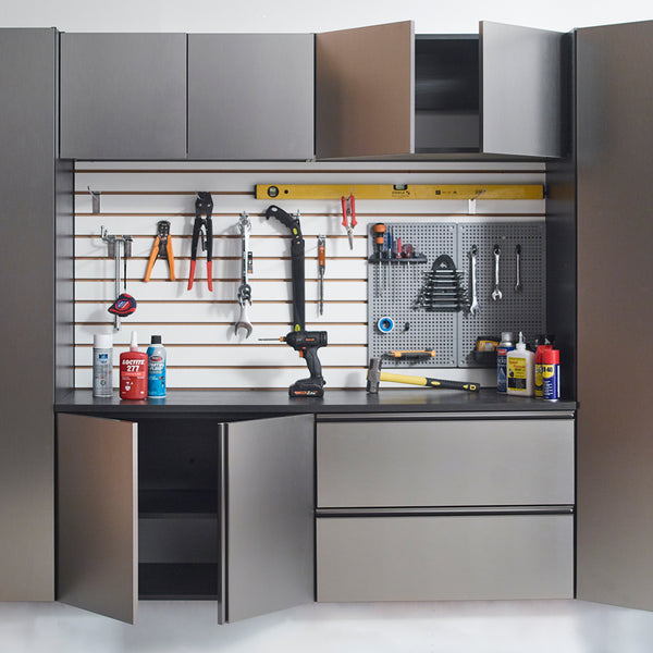 English Elm Nova Wall-Mounted Garage Cabinet In Metallic Gray - Stylish, Eco-Friendly Storage For Tools & Gear B040103023