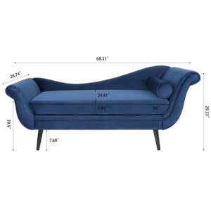 English Elm Chaise Lounge Scroll Arm Birch Leg Parlor Style Reading Chair for Bedroom W68034301