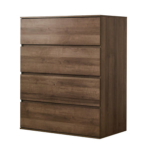 English Elm Liv Four-Drawer Chest with Soft-Close Drawers, Water & Scratch Resistant Melamine, Made in Korea Brown B040S00055