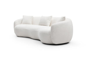 English Elm Mid Century Curved Boucle Sofa Four Seat Sculptural Couch for Modern Living Rooms W87657698