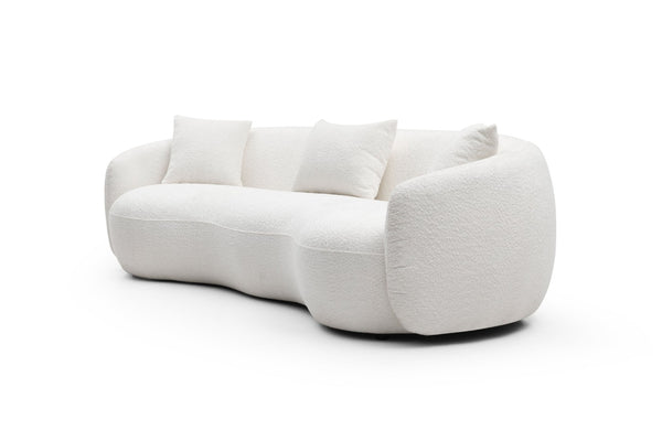 English Elm Mid Century Curved Boucle Sofa Four Seat Sculptural Couch for Modern Living Rooms W87657698