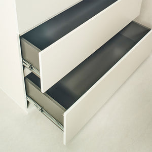 English Elm Liv Four-Drawer Chest with Soft-Close Drawers, Water & Scratch Resistant Melamine, Made in Korea White B040S00056