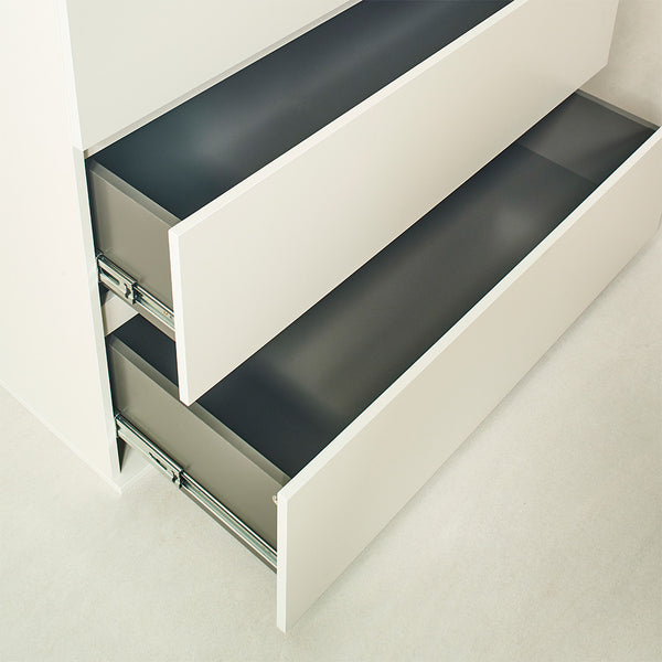 English Elm Liv Four-Drawer Chest with Soft-Close Drawers, Water & Scratch Resistant Melamine, Made in Korea White B040S00056