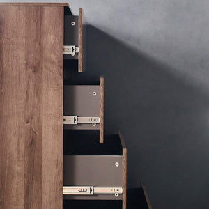 English Elm Liv Four-Drawer Chest with Soft-Close Drawers, Water & Scratch Resistant Melamine, Made in Korea Brown B040S00055