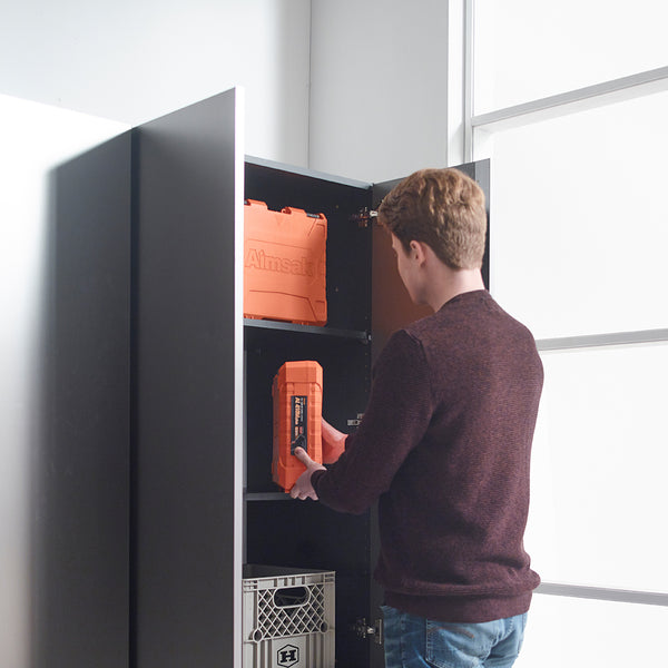 English Elm Nova Metallic Gray Wall-Mounted Wood Utility Cabinet 32x72x20, Deep Storage, Water & Scratch Resistant, Eco E0 Crafted B040S00064