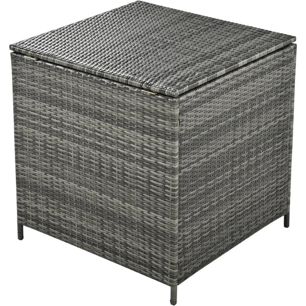 English Elm Topmax Outdoor Wicker Sectional Set with Storage Adjustable Seating and Tempered Glass Table Grey N717S100005E