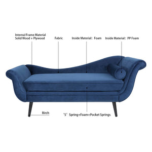 English Elm Chaise Lounge Scroll Arm Birch Leg Parlor Style Reading Chair for Bedroom W68034301
