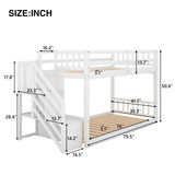 Hearth and Haven Norset Twin over Twin Bunk Bed with Ladder and Storage, White