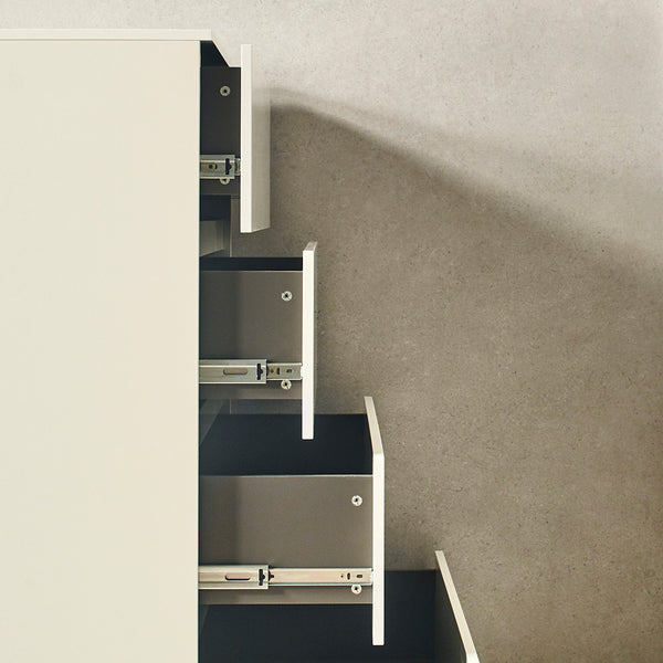 English Elm Liv Four-Drawer Chest with Soft-Close Drawers, Water & Scratch Resistant Melamine, Made in Korea White B040S00056