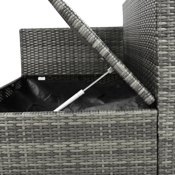 English Elm Topmax Outdoor Six Piece Pe Rattan Sectional Set with Storage and Glass Table N717S100005A