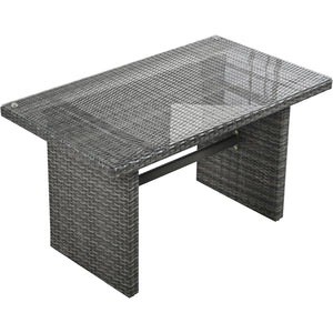 English Elm Topmax Outdoor Wicker Sectional Set with Storage Adjustable Seating and Tempered Glass Table Grey N717S100005E