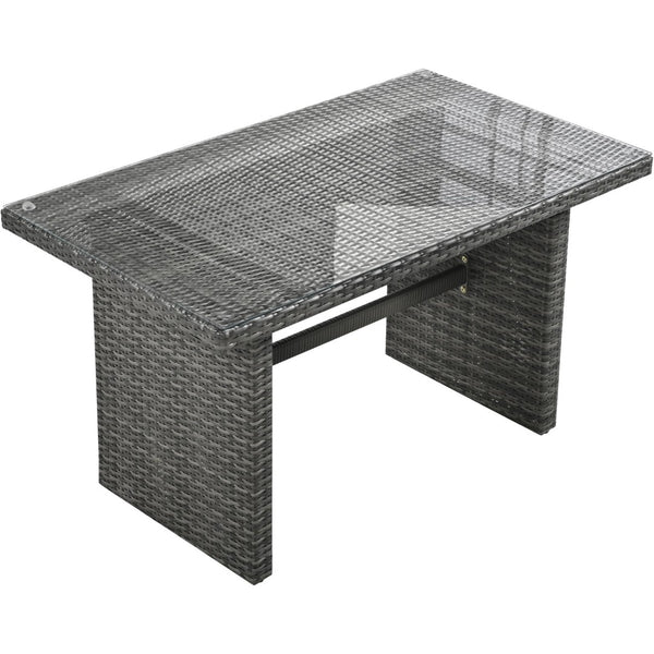 English Elm Topmax Outdoor Wicker Sectional Set with Storage Adjustable Seating and Tempered Glass Table Grey N717S100005E
