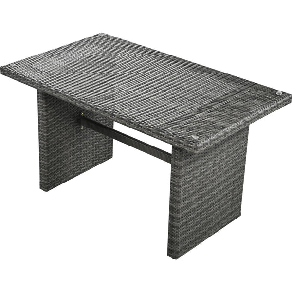 English Elm Topmax Outdoor Wicker Sectional Set with Storage Adjustable Seating and Tempered Glass Table Grey N717S100005E