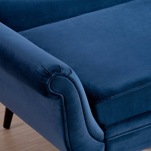 English Elm Chaise Lounge Scroll Arm Birch Leg Parlor Style Reading Chair for Bedroom W68034301