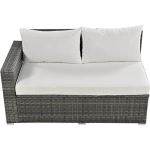English Elm Topmax Outdoor Six Piece Pe Rattan Sectional Set with Storage and Glass Table N717S100005A