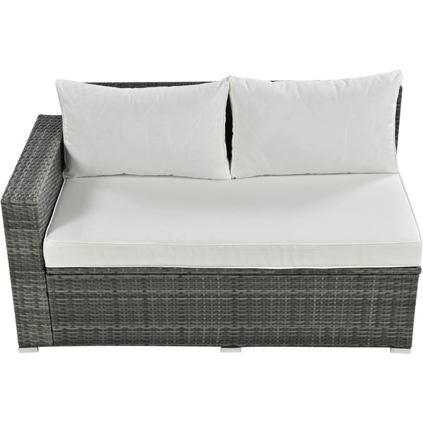 English Elm Topmax Outdoor Six Piece Pe Rattan Sectional Set with Storage and Glass Table N717S100005A