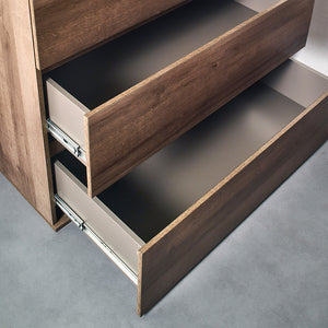 English Elm Liv Four-Drawer Chest with Soft-Close Drawers, Water & Scratch Resistant Melamine, Made in Korea Brown B040S00055