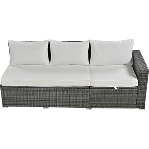 English Elm Topmax Outdoor Six Piece Pe Rattan Sectional Set with Storage and Glass Table N717S100005A