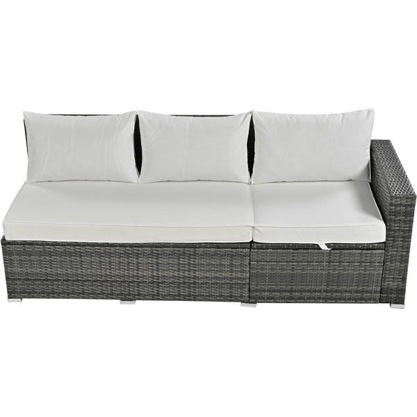 English Elm Topmax Outdoor Six Piece Pe Rattan Sectional Set with Storage and Glass Table N717S100005A