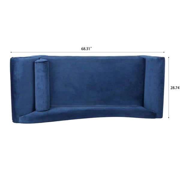 English Elm Chaise Lounge Scroll Arm Birch Leg Parlor Style Reading Chair for Bedroom W68034301