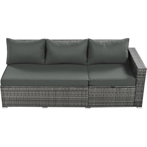 English Elm Topmax Outdoor Wicker Sectional Set with Storage Adjustable Seating and Tempered Glass Table Grey N717S100005E