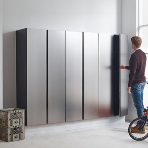 English Elm Nova Metallic Gray Wall-Mounted Wood Utility Cabinet 32x72x20, Deep Storage, Water & Scratch Resistant, Eco E0 Crafted B040S00064