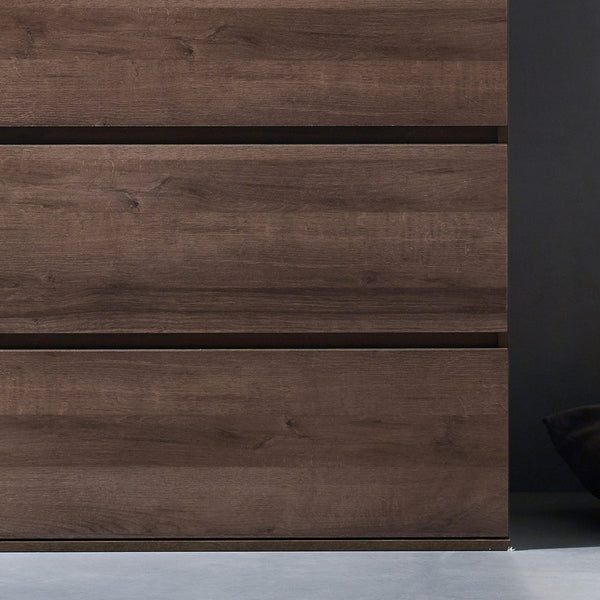 English Elm Liv Four-Drawer Chest with Soft-Close Drawers, Water & Scratch Resistant Melamine, Made in Korea Brown B040S00055