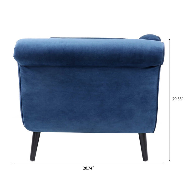 English Elm Chaise Lounge Scroll Arm Birch Leg Parlor Style Reading Chair for Bedroom W68034301