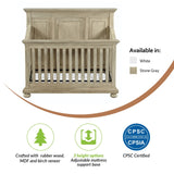Hearth and Haven Clayton Convertible Crib Converts to Toddler Bed, Daybed and Full Size Bed, Stone Grey