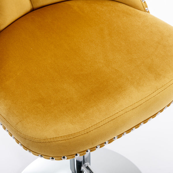 English Elm A&A Elegant Swivel Velvet Barstools Set Of 2 - Adjustable 25-33" Height, Modern Chrome Base Style W114383662