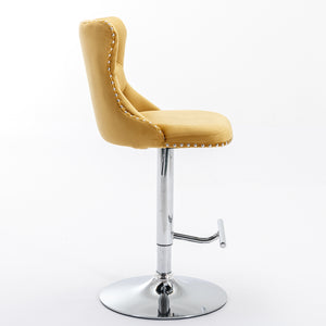 English Elm A&A Elegant Swivel Velvet Barstools Set Of 2 - Adjustable 25-33" Height, Modern Chrome Base Style W114383662