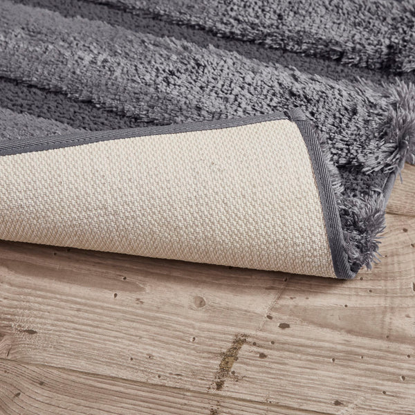 English Elm Rug Madison Park Tufted Pearl Channel 24x58" Soft 1500gsm Polyester Bath Rug OEKO-TEX Certified Plush Elegance B03598714