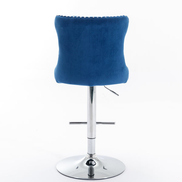 English Elm A&A Modern Swivel Velvet Barstools With Adjustable Height, Chrome Base, Set Of 2 For Home & Kitchen W114383661