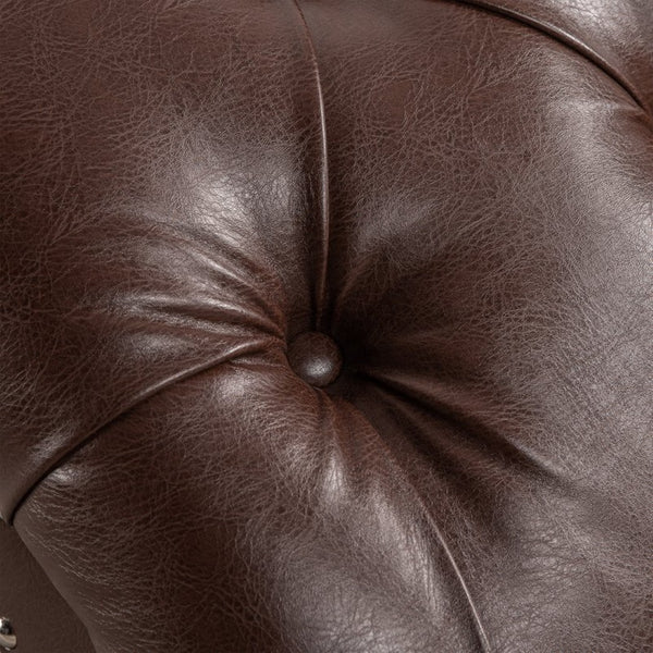 English Elm Tufted Armless Chaise Lounge with Birch Legs Deep Seat Velvet Upholstered Accent Dark Brown W68039273