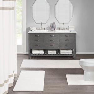 English Elm Bath Rug Madison Park Signature Marshmallow 24x72" - Plush High-Pile Microfiber, Quick-Dry, OEKO-TEX B035129320