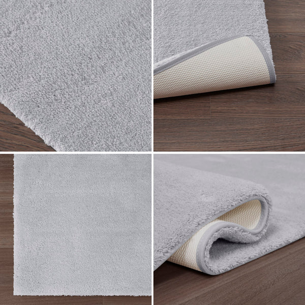 English Elm Bath Rug Madison Park Signature Marshmallow 24x72" Plush High-Pile Quick-Dry Microfiber, OEKO-TEX Certified Non-Slip Luxury Spa Mat B03599288