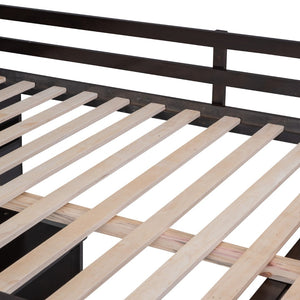 English Elm Full Size Loft Bed with Desk Wardrobe and Drawers Pine Wood Teen Bedroom Espresso LT000302AAP-1
