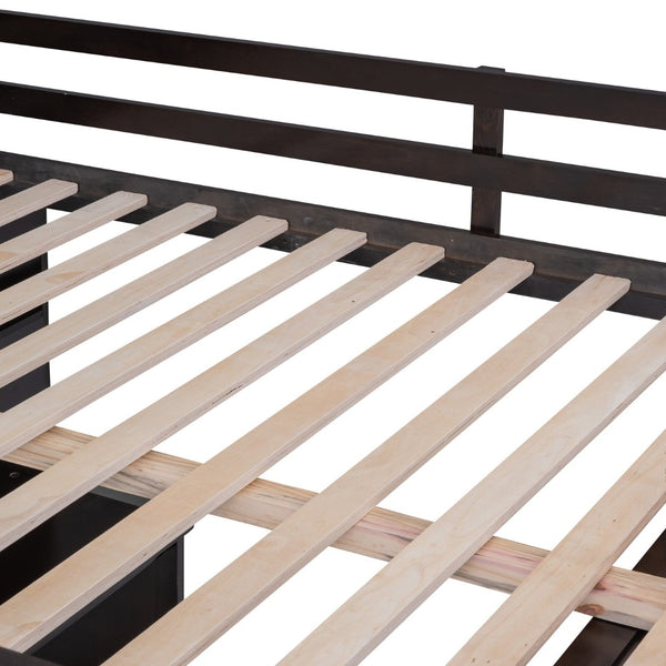 English Elm Full Size Loft Bed with Desk Wardrobe and Drawers Pine Wood Teen Bedroom Espresso LT000302AAP-1