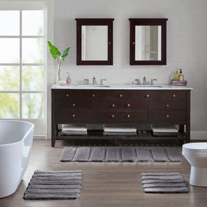 English Elm Rug Madison Park Tufted Pearl Channel 24x58" Soft 1500gsm Polyester Bath Rug OEKO-TEX Certified Plush Elegance B03598714