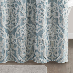 English Elm Jacquard Madison Park Odette Shower Curtain 72x72 Ivory Damask Medallion on Textured Tan Jacquard Fabric Aqua+Silver 3.35 L x 11.42 W x 8.66 H B03598672