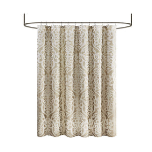 English Elm Jacquard Madison Park Odette Shower Curtain 72x72 Ivory Damask Medallion on Textured Tan Jacquard Fabric Tan+Ivory 3.35 L x 11.42 W x 8.66 H B03598671