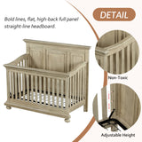 Hearth and Haven Clayton Convertible Crib Converts to Toddler Bed, Daybed and Full Size Bed, Stone Grey