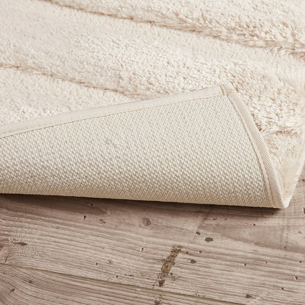 English Elm Rug Madison Park Tufted Pearl Channel 24x58" Soft 1500gsm Polyester, OEKO-TEX, Plush High-Low Stripe Bath Rug B03598711