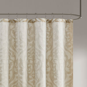 English Elm Jacquard Madison Park Odette Shower Curtain 72x72 Ivory Damask Medallion on Textured Tan Jacquard Fabric Tan+Ivory 3.35 L x 11.42 W x 8.66 H B03598671