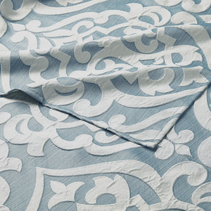 English Elm Jacquard Madison Park Odette Shower Curtain 72x72 Ivory Damask Medallion on Textured Tan Jacquard Fabric Aqua+Silver 3.35 L x 11.42 W x 8.66 H B03598672